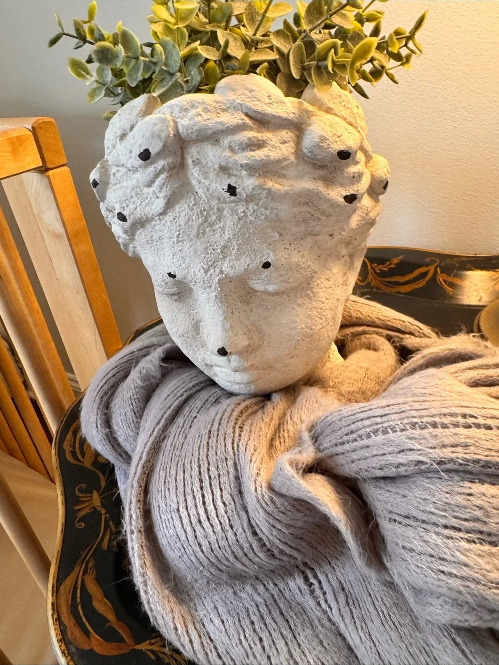 LC Lauren Conrad Light Gray Knit Wrap Scarf w/Frige